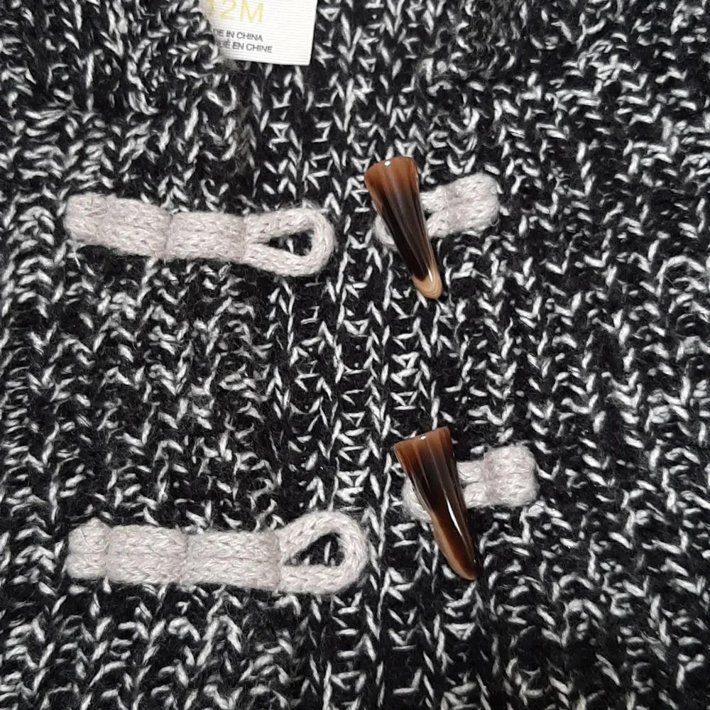 Gymboree 12M  Black and Off White Knit Toggle Sweater Jacket